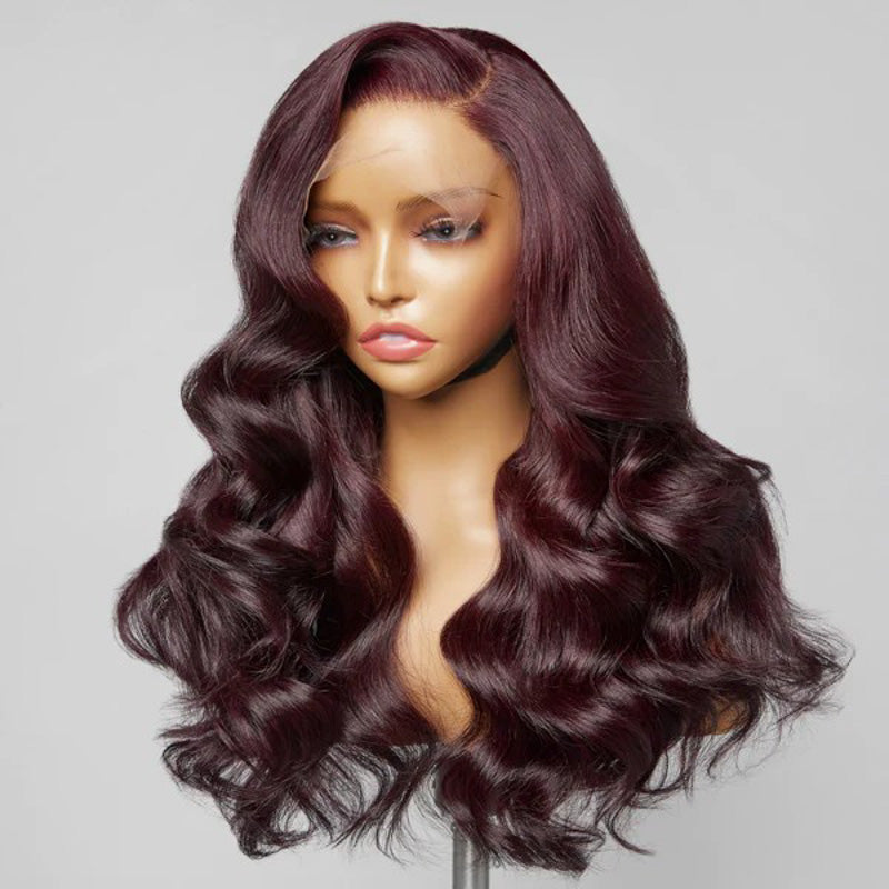 New Color Deep Purple Color Body Wave Wig Transparent Frontal HD Lace Wig 180% Density Hair Wig