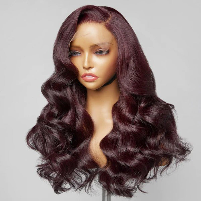 New Color Deep Purple Color Body Wave Wig Transparent Frontal Transparent Lace Wig 180% Density Hair Wig