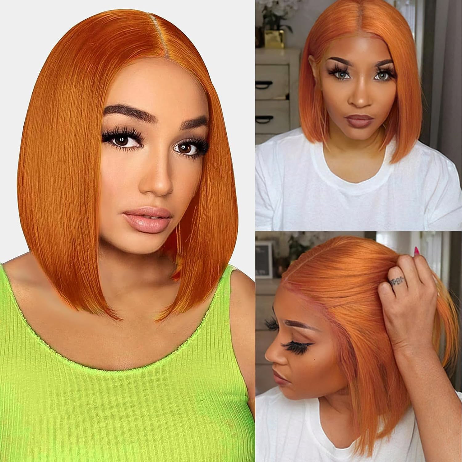 Ginger Orange Wig Put On Go Pre Max 9x6 HD Lace Wig Glueless Wig Short BoB Wig Pre-plucked