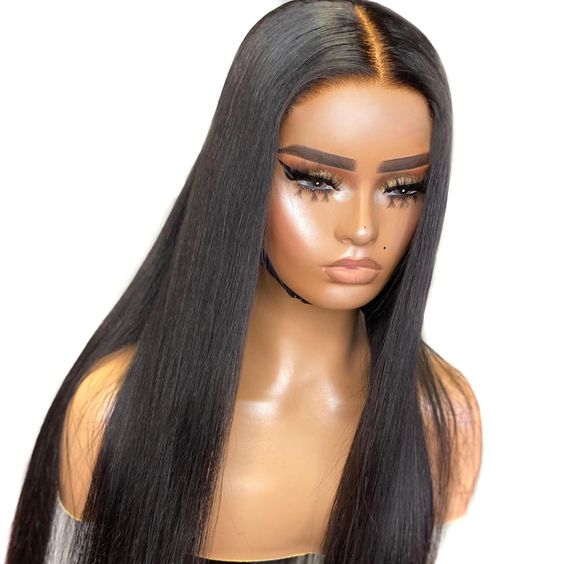 Pre-Cut Glueless Wig Natual Black Straight Human Hair Beginner Wear & Go Wigs