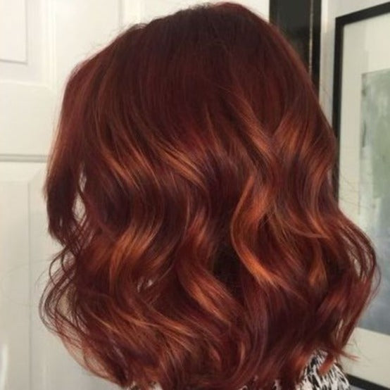 #33 Reddish Brown Body Wave Hair HD Lace 180% Density Short Bob Human Hair Wig