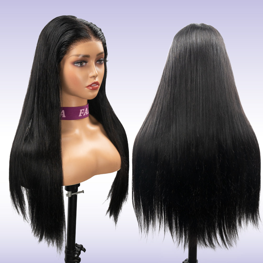 FABA Pre-Style Straight Wigs Part Max 9x6 Pre-Bleached Black Color Bye Bye Knots Glueless Wig Natural Hairline Wig