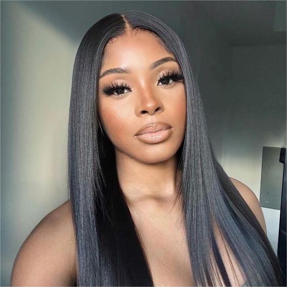 Pre-Cut Glueless Wig Natual Black Straight Human Hair Beginner Wear & Go Wigs