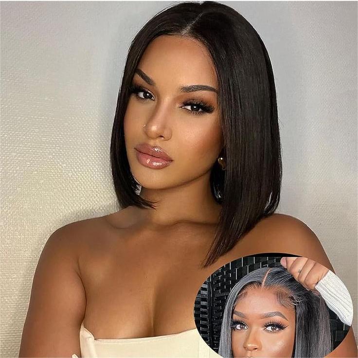 Natural Color Short Bob Wigs Glueless Wig 180% Density 4x4/13x4 Lace Wigs Pre Cut Transparent Lace Wigs
