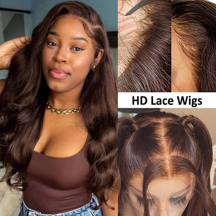 Chestnut Dark Brown Wig Body Wave Wig 4x4/13x4/13x6 Lace 180% Density Human Hair Wig