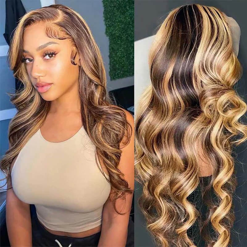 Faba Honey Blonde Wig Piano Color Body Wave Wig 360 Transparent Lace Front Wig