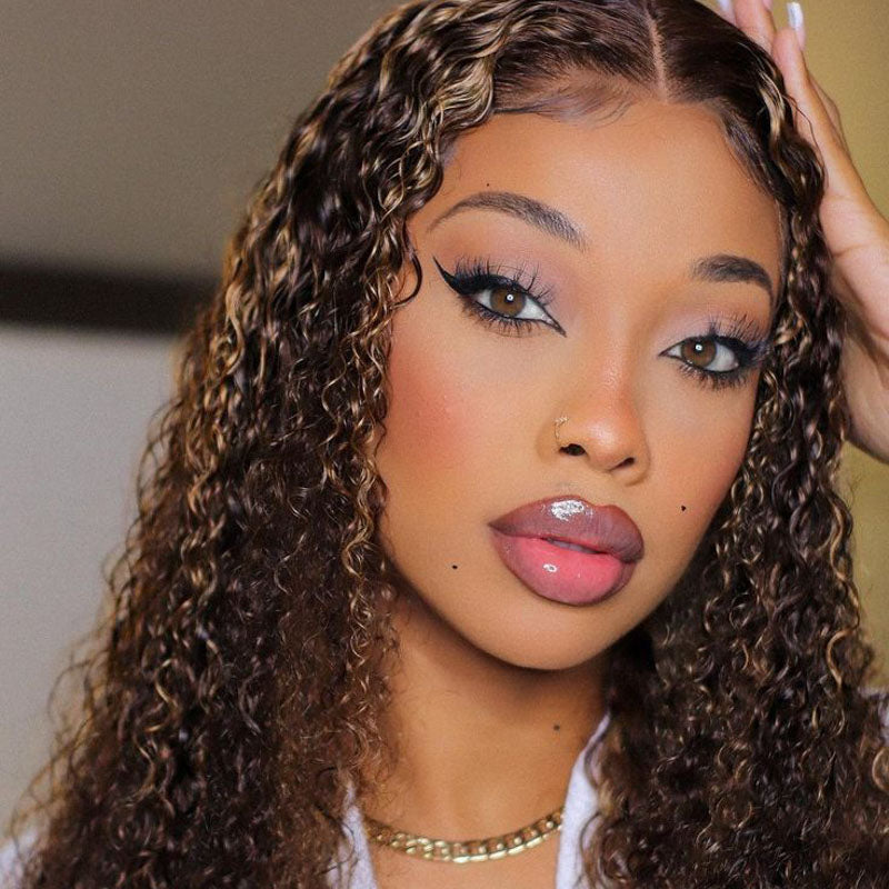1B/30 Ombre Color Wigs curly Transparent Lace Front 13x4 Lace 180% Density Human Hair Wig