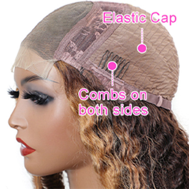 New Honey Blonde Highlight Color Curly 4x4 Frontal Transparent Lace Wig