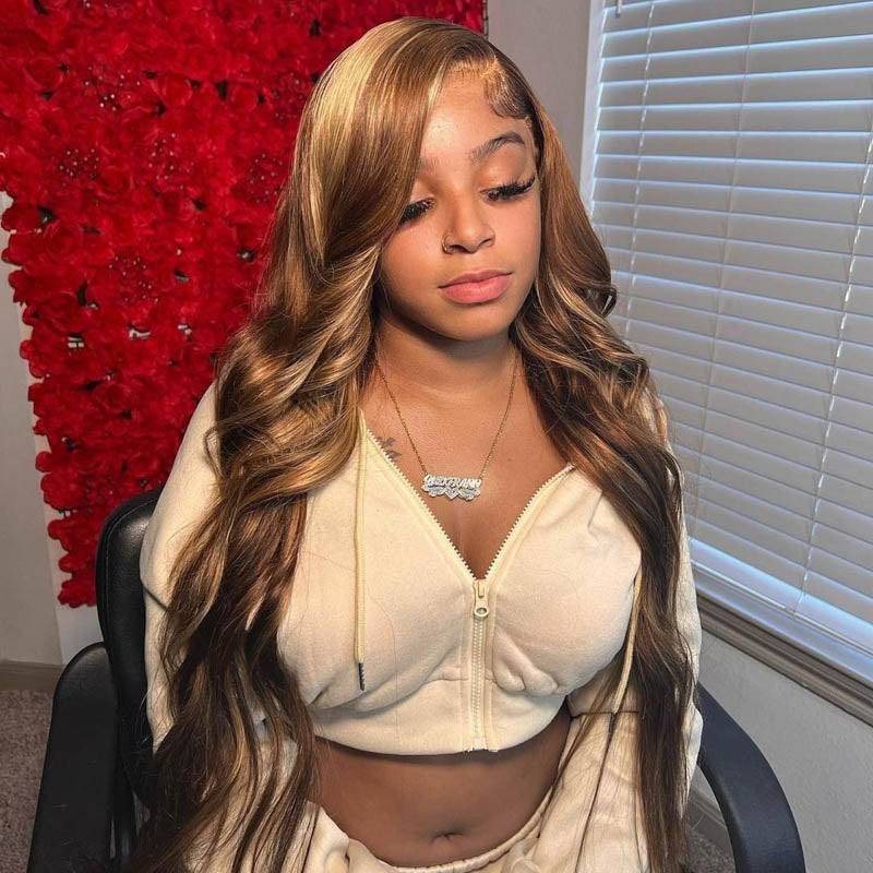 Faba Honey Blonde Wig Piano Color Body Wave Wig 360 Transparent Lace Front Wig
