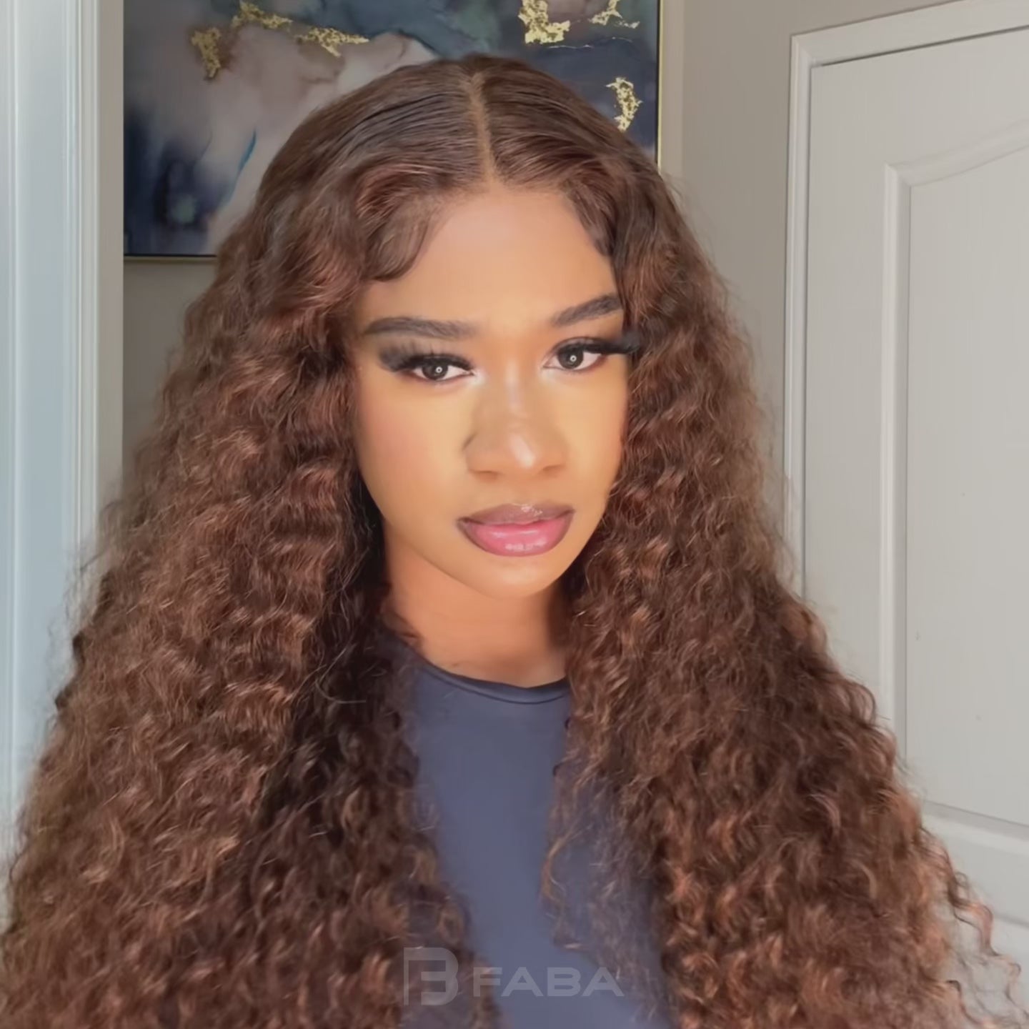 FABA 9x6 HD Lace Pre-Bleached Bye Bye Knots Glueless Wig Pre-Style Chocolate Curly Wigs Natural Hairline Wig