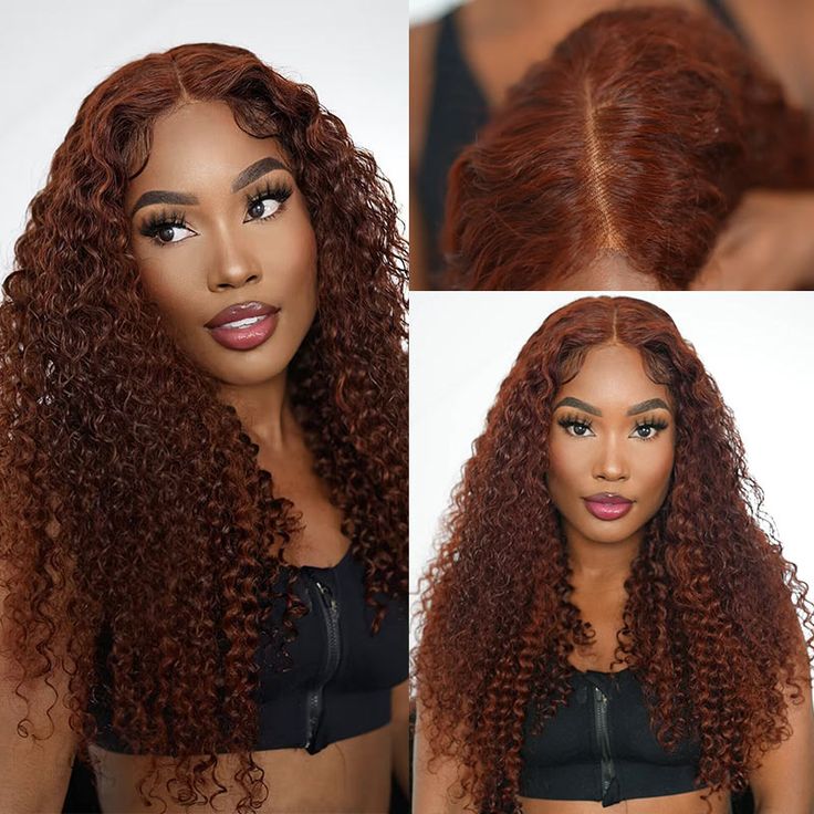 Reddish Brown Wear Go Glueless Wig Pre Plucked Water Wave Wig 180% Density