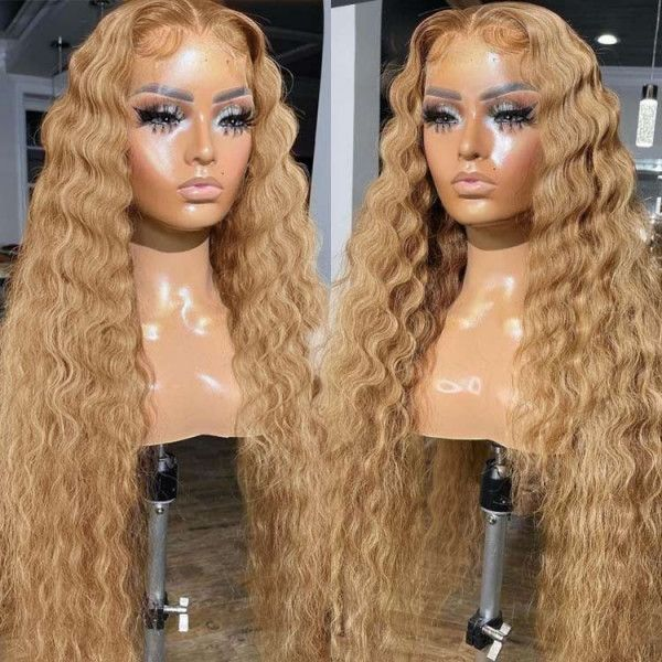 FABA Honey Blonde Wig 360 HD Transparent Lace Wig Pre-plucked Deep Wave Wig 150% Density