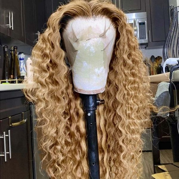 FABA Honey Blonde Wig 360 HD Transparent Lace Wig Pre-plucked Deep Wave Wig 150% Density