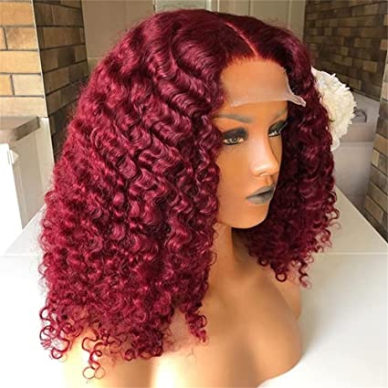 Burgundy Short Curly Bob Wigs 4x4/13x4/13x6 Transparent Lace Front Wigs
