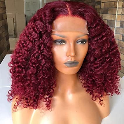 Burgundy Short Curly Bob Wigs 4x4/13x4/13x6 Transparent Lace Front Wigs