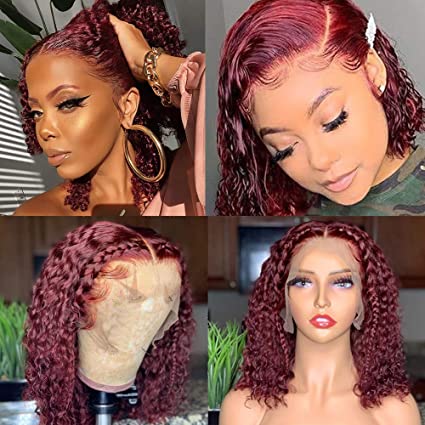 Burgundy Short Curly Bob Wigs 4x4/13x4/13x6 HD Lace Front Wigs