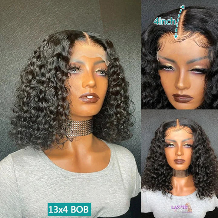 Short Bob Wig 4x4/13x4/13x6 Transparent Lace Front Wigs For Any Face Shapes Black Wig
